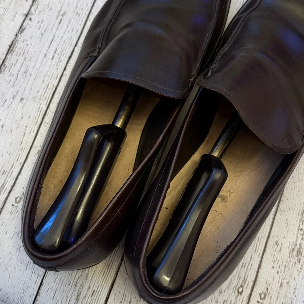 Prada dark brown classic slip on Leather Loafers size 11.5 - Picture 6 of 8
